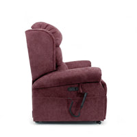 Repose Seating ErgoRise Dual Motor Tilt-In-Space Chair with remote on white background, side view.