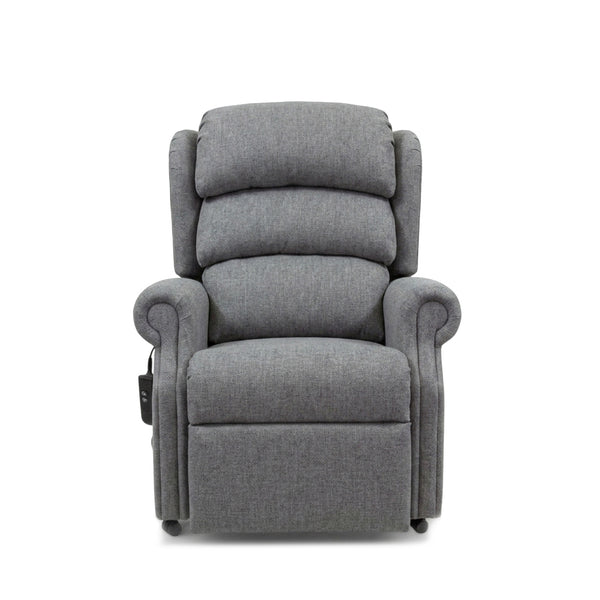 Repose Seating ErgoRise Dual Motor Tilt-In-Space Chair with padded cushions and adjustable lumbar support, front view.