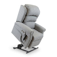 Repose Seating ErgoRise dual motor tilt-in-space chair with remote and adjustable lumbar support, white background, front view.
