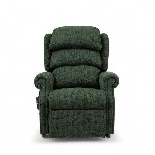 Repose Seating ErgoRise Dual Motor Tilt-In-Space Chair with lumbar support and cushioning on white background, front view.
