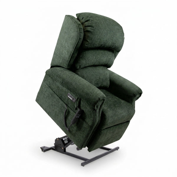 ErgoRise Dual Motor Tilt-In-Space Chair with lumbar support and metal base for standing assistance, front view.