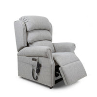 Repose Seating ErgoRise Dual Motor Tilt-In-Space Chair with lumbar support, extended footrest and side remote, front angle view.
