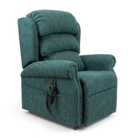 Repose Seating ErgoRise Dual Motor Tilt-In-Space Chair with padded backrest, armrests, adjustable headrest and remote, front view.