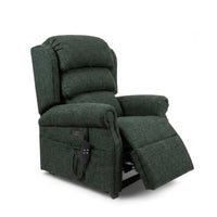 ErgoRise Dual Motor Tilt-In-Space Chair with adjustable headrest, extended footrest and side remote, front view.