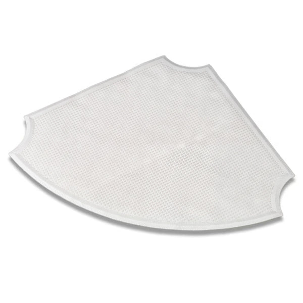 Fan-shaped Everyday Bath and Shower Mat by Homecraft with textured non-slip surface, flat lay view.