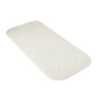 Rectangular non-slip bath and shower mat with drainage holes and rounded corners, top view.