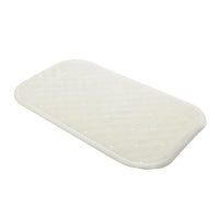 Non-slip rectangular bath and shower mat with textured surface, small holes, and rounded corners, laid flat top view.