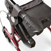 Z-Tec Falcon XL Lightweight Rollator with adjustable handle, black seat and wheel for mobility support, close-up view.