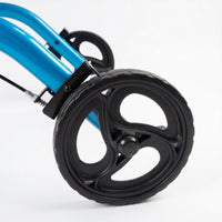 Z-Tec Falcon XL Lightweight Rollator wheel showing frame and wheel design, close-up.