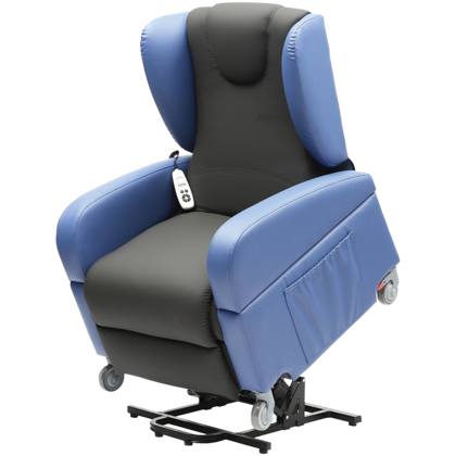 Brookfield Dual Motor PU Riser Recliner Chair - Blue / Black Image