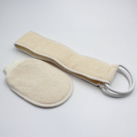 Homecraft Flannel Strap and Wash Mitt with handles on a plain white background, flat lay view.