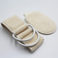 Homecraft Flannel Strap and Wash Mitt with white rings on a plain background, top view.