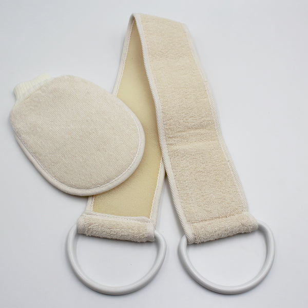 Homecraft Flannel Strap and Wash Mitt set for washing, both placed side by side on a white background, top view.