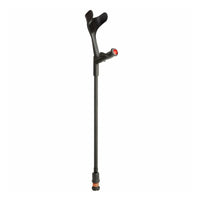 Flexyfoot Comfort Grip Open Cuff Crutch with ergonomic handle and ferrule, white background, side view.