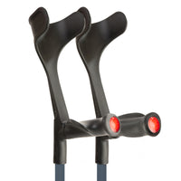 Flexyfoot Comfort Grip Open Cuff Crutches for mobility support, white background, front view.