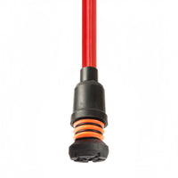 Flexyfoot Comfort Grip Open Cuff Crutches with black and orange accents, shown upright, handle visible, front view.