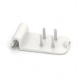 ORNAMIN Food Preparation Aid plastic holder with side clip and four prongs for one-handed food cutting, top view.