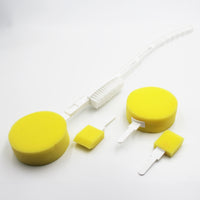 Four Homecraft Foot Brush & Sponge products with contoured handles arranged on a white background, front view.