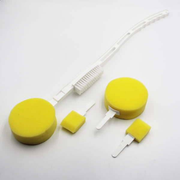 Homecraft Foot Brush & Sponge with contoured handle, detachable sponge, white bristles on a plain background, front view.