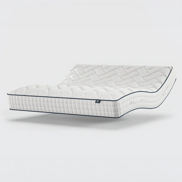 Opera Beds Gel 1000 Adjustable Mattress with quilted pattern, partially elevated, side view.