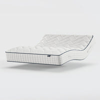 Opera Beds Gel Pro 4000 Adjustable Mattress with quilted top and grid sides, elevated on a plain background, angled view.