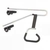 GRIPO Bed Hoist with adjustable metal rods and clamps for support, wheelchair accessory, side view.
