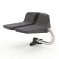 GRIPO Collapsible Seat with padded dual seat and curved metal support pole, side view.