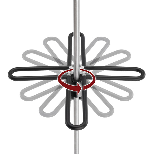 GRIPO Multi Grip Support Handle rotating around a GRIPO support pole with red arrow showing rotation direction, close-up view.