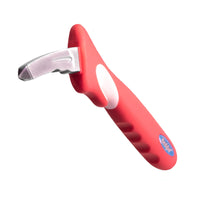 Stander Handybar Car Transfer Handle with curved metal blade for vehicle support, close-up view.
