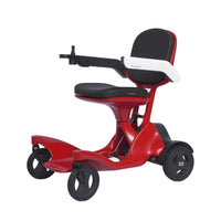 Urathon Hero Carbon Fibre Powerchair, lightweight with seat, backrest, armrests and airline-friendly battery, side view.