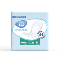 Ontex iD Essential Light Super Inserts pack of 28, for light urinary incontinence, super absorbency and odour control, front view.