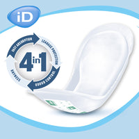 Ontex iD Essential Light Super Inserts, disposable pad for light incontinence with fast absorption and odour control, front view.