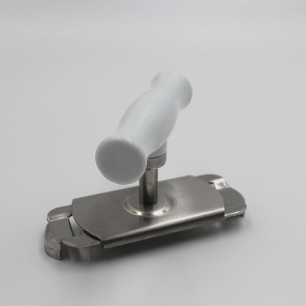 Aidapt Jar Opener with stainless steel and plastic, horizontal handle for easy grip, shown on a light background, front view.