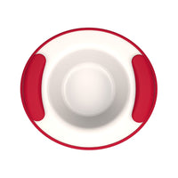 ORNAMIN Keep Warm Bowl, break-proof white bowl with curved non-slip grips, top view on white background.