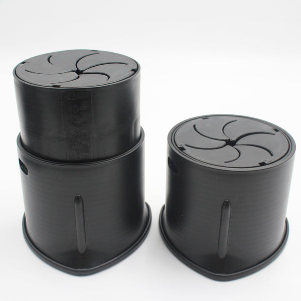 Langham SureGrip Furniture Raisers with petal-slot lids, stacked together on a plain white background, front view.