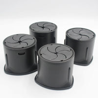 Langham SureGrip Furniture Raisers with spiral lids, round design, on a white surface, overhead view.