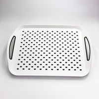 Lightweight Able2 Stayput Anti-Slip Tray with handles, high grip surface, and evenly spaced round holes, top view.