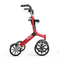 Let’s Go Out Rollator by Trust Care with large black wheels and ergonomic handles for outdoor use, side view.