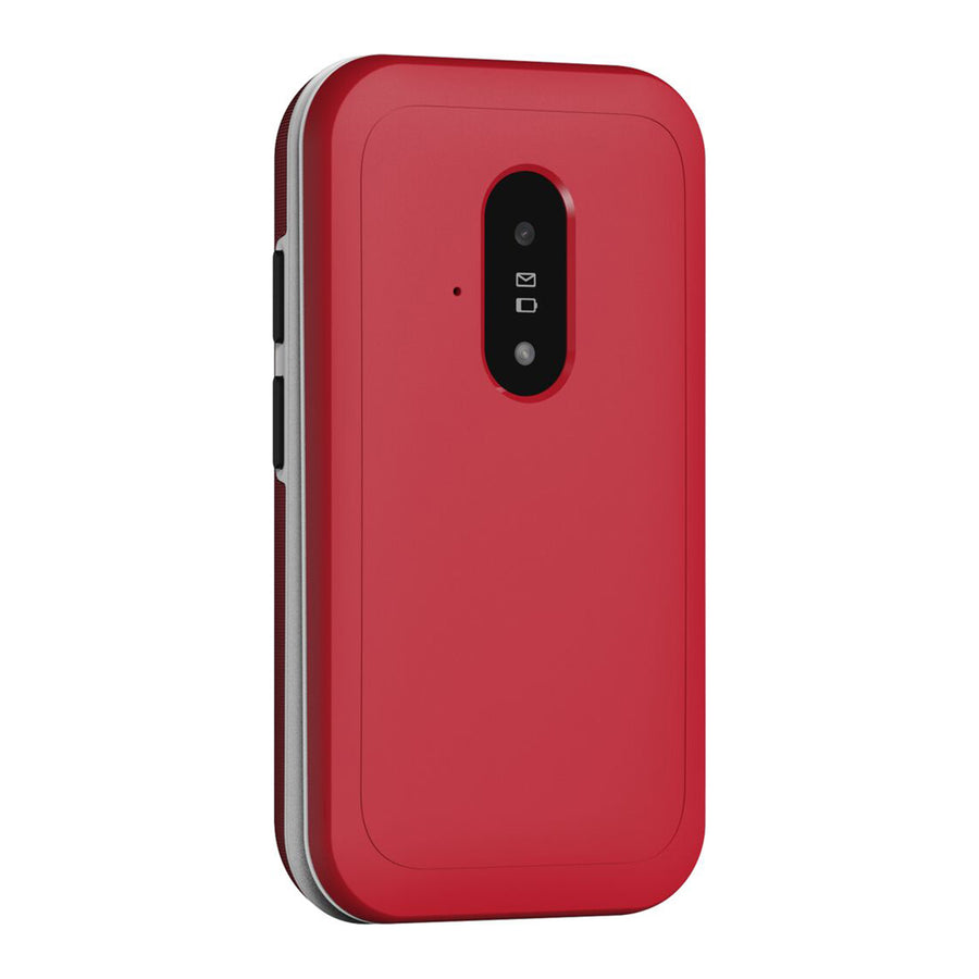 Doro leva e22 lte red white zaprt telefon z rdečim hrbtnim delom