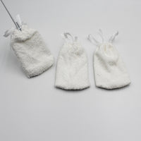 Pair of Homecraft towelling pads for Long Handled Toe Washer on plain background, top view.