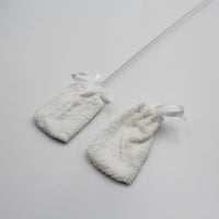 Pair of Homecraft Long Handled Toe Washer pouches for foot cleaning, shown resting on a white surface, top view.
