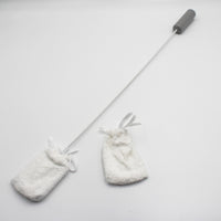 Homecraft Long Handled Toe Washer with grip and two small pouches, white background, angled view.