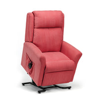 Restwell Memphis Petite Dual Motor Riser Recliner Chair with padded support and side pocket, suited for smaller users, front view.