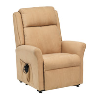 Restwell Memphis Petite Dual Motor Riser Recliner Chair with remote and padded arms for small users, white background, front view.