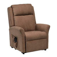 Restwell Memphis Petite Dual Motor Riser Recliner Chair, side pocket and remote control, for smaller users, front angle.