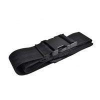 Able2 Mobility Lap Belt with quick-release buckle, neatly folded on white background, close-up.