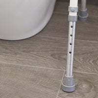 NRS Mowbray Lite Toilet Aid with adjustable aluminium leg and rubber tip, sturdy frame for toileting support, side view.