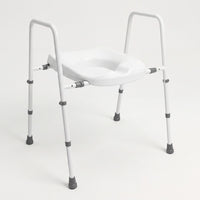 NRS Mowbray Toilet Seat & Frame, width adjustable with ergonomic U-shaped seat for bathroom support, front view.