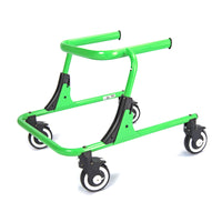 Drive Moxie Gait Trainer, lightweight height-adjustable four-wheeled paediatric walker with black accents, front view.