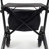 Urathon Nimbus Rollator frame with storage basket and wheels on white background, close-up view.